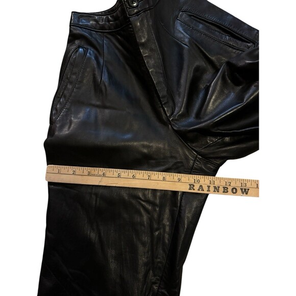 Siena Studio Women's Size 2 Vintage Black 100% Leather Pants lined pockets read - Picture 10 of 12